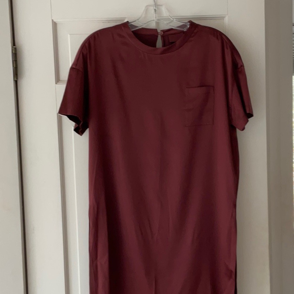 NWT BRUNELLO CUCINELLI brown silk long top tunic S keyhole back front pocket